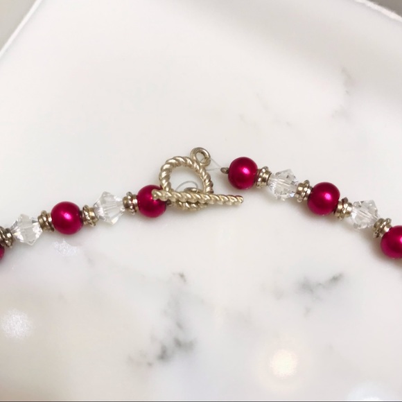 🆕🔥SWARVOSKI AUTHENTIC CRYSTALS BEAUTIFUL NECKLACE W/PINK GLASS BEADS&SILVER!! - Picture 7 of 9